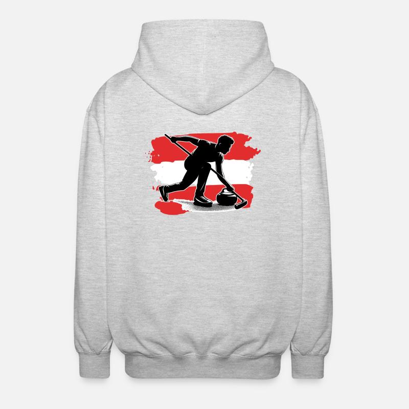 Austria Flag Curling - Unisex Hooded Jacket - light heather grey