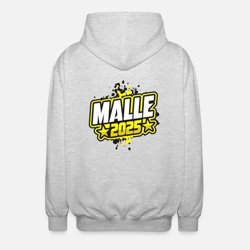 Malle 2025 Mallorca Klecks - Unisex Kapuzenjacke - Hellgrau meliert