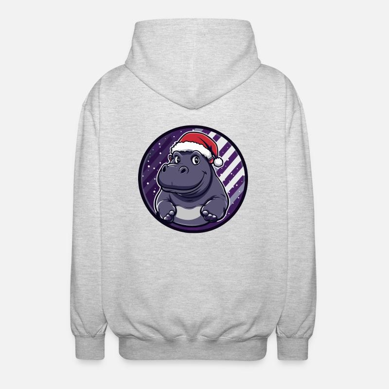 Nilpferd Weihnachten X-Mas - Unisex Kapuzenjacke - Hellgrau meliert
