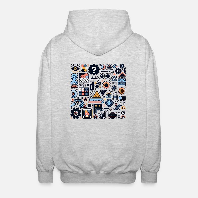 Abstract Geometric Patterns - Unisex Hooded Jacket - light heather grey