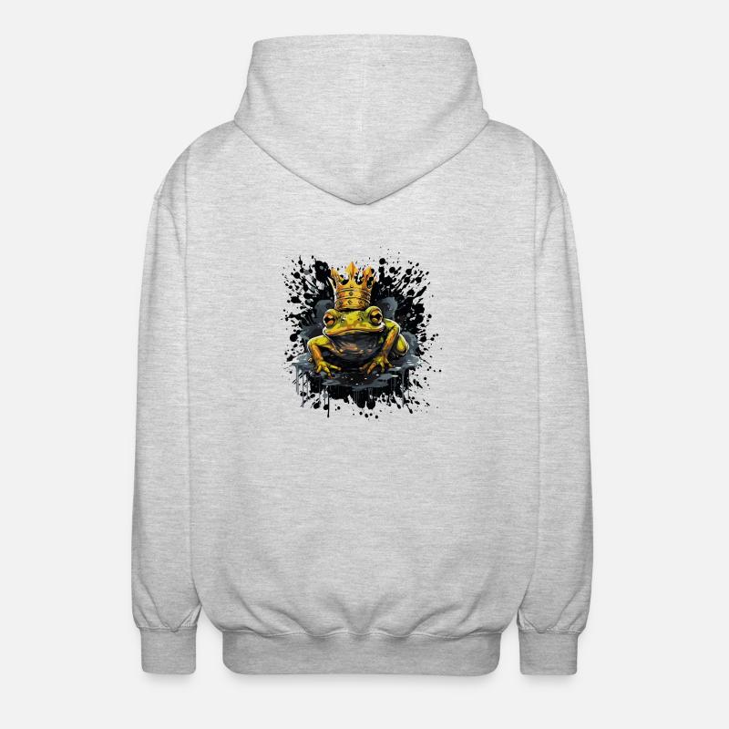 Frosch Krone - Unisex Kapuzenjacke - Hellgrau meliert