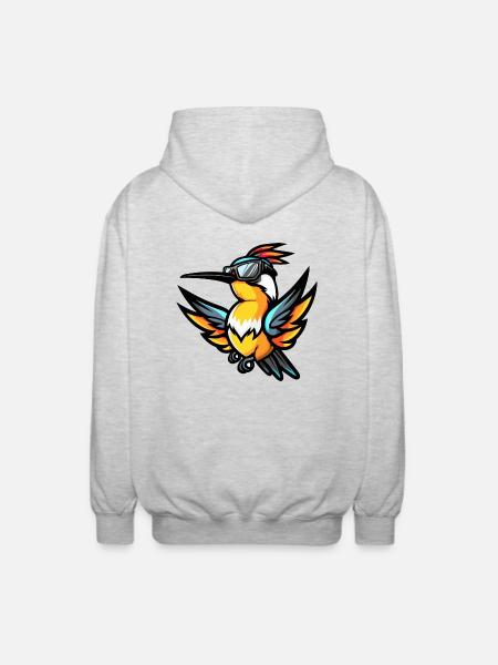Kolibri Vogel Tier - Unisex Kapuzenjacke - Hellgrau meliert