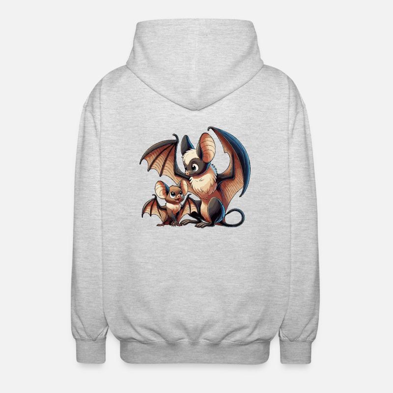 Fledermausmutter mit Kind - Unisex Kapuzenjacke - Hellgrau meliert