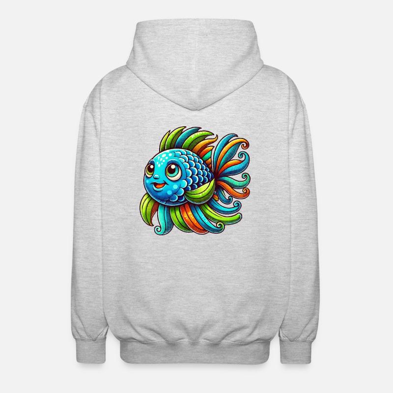 fisch comic - Unisex Kapuzenjacke - Hellgrau meliert