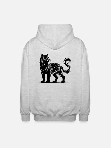 Tiger Animal - Unisex Hooded Jacket - light heather grey