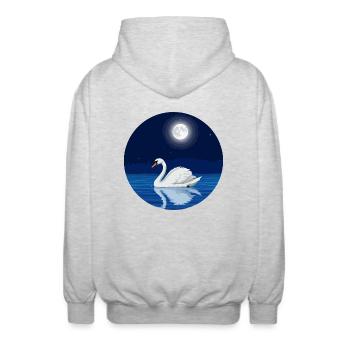 Schwan bei Vollmond - Unisex Kapuzenjacke - Hellgrau meliert - Hinten - AI Model Male 185 light (185cm)