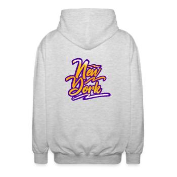 New York - Unisex Hooded Jacket - light heather grey - Back - AI Model Male 185 light (185cm)
