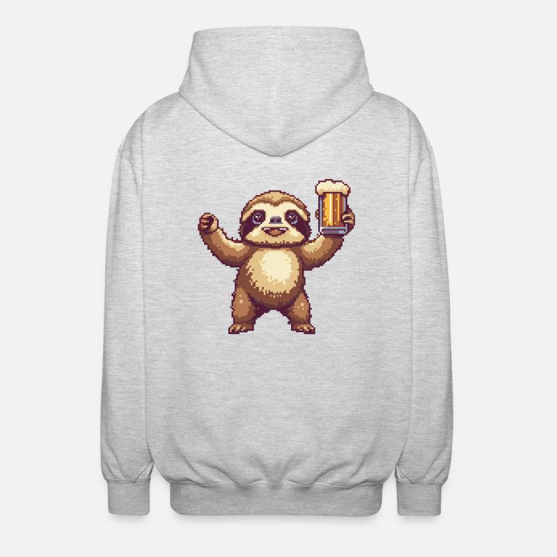 Bière Sloth Pixel - Veste à capuche unisexe - gris clair chiné