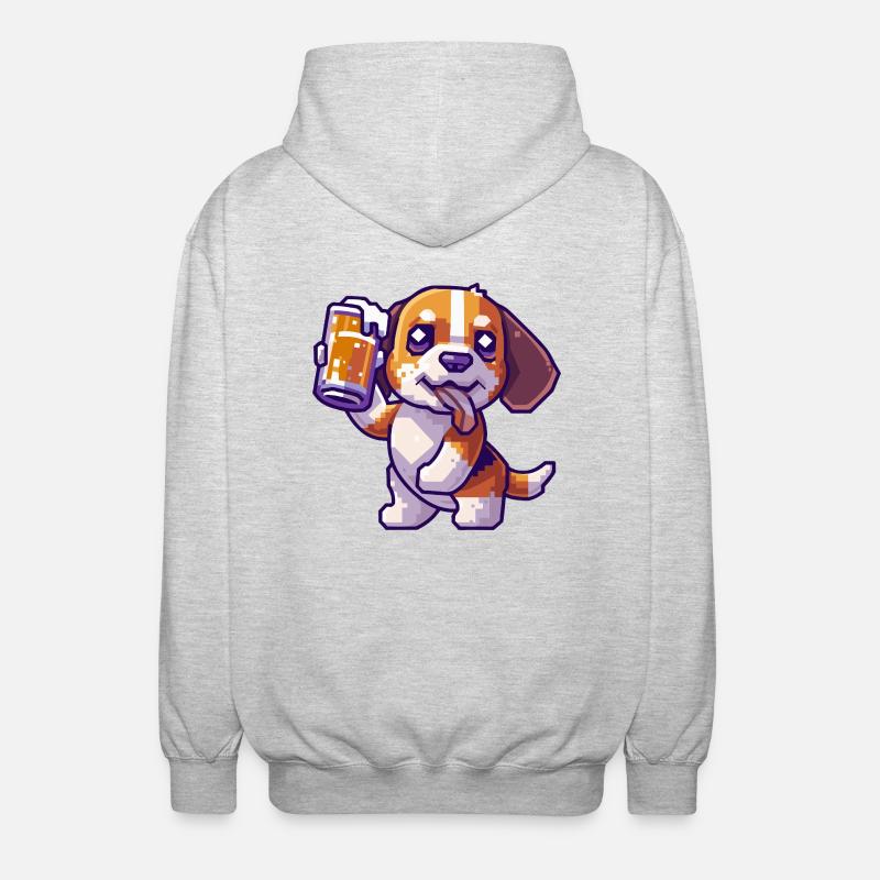Beagle Dogs Bière Pixel - Veste à capuche unisexe - gris clair chiné