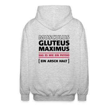 Sag es wie ein Physio - Unisex Kapuzenjacke - Hellgrau meliert - Hinten - AI Model Male 185 light (185cm)