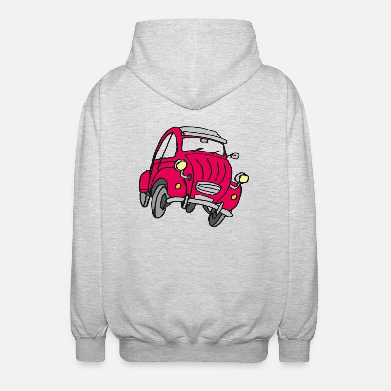 Comic Kleinwagen Rot - Unisex Kapuzenjacke - Hellgrau meliert
