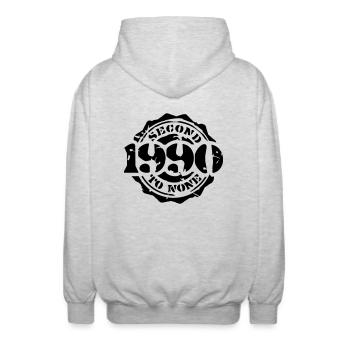 1990 - Second to None - Unisex Kapuzenjacke - Hellgrau meliert - Hinten - AI Model Male 185 light (185cm)