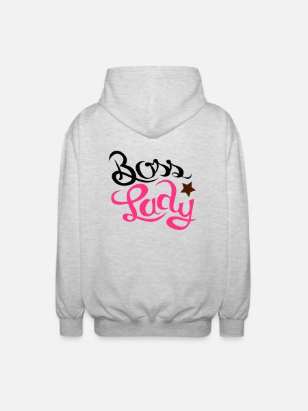 boss lady - Unisex Kapuzenjacke - Hellgrau meliert