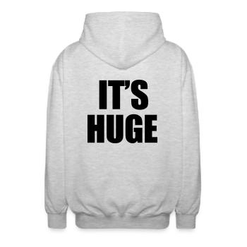 Huge - Unisex Hooded Jacket - light heather grey - Back - AI Model Male 185 light (185cm)