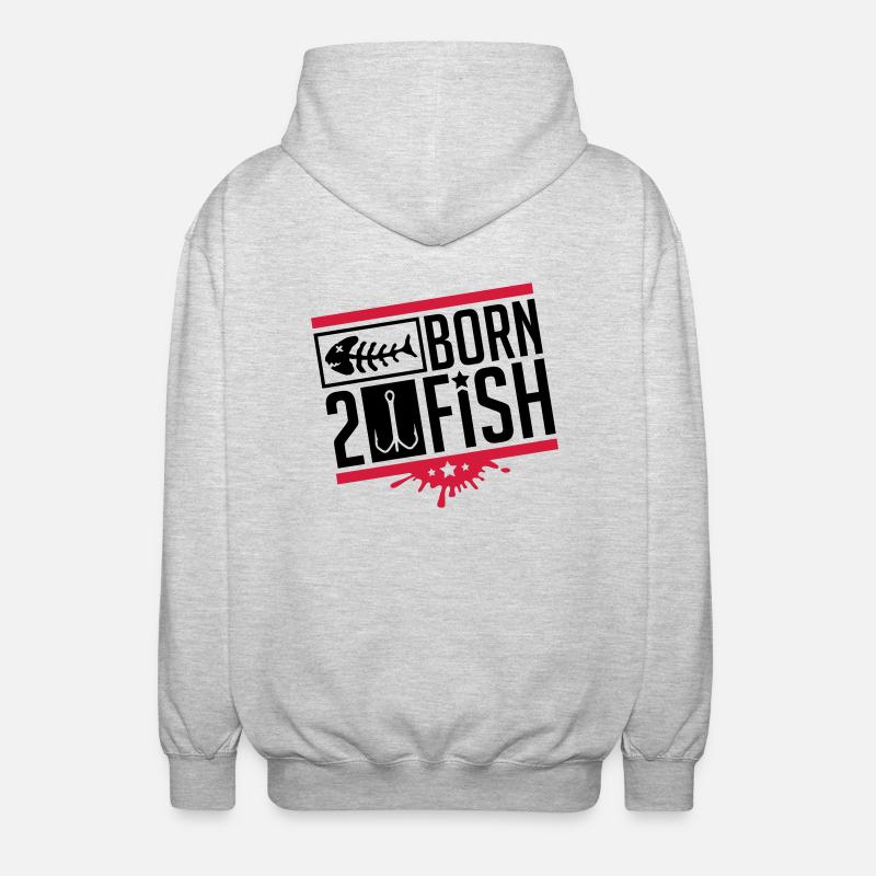 born_to_fish_kr2 - Unisex Kapuzenjacke - Hellgrau meliert