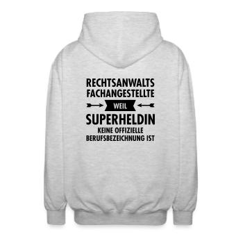 Rechtsanwaltsfachangestellte - Superheldin - Unisex Kapuzenjacke - Hellgrau meliert - Hinten - AI Model Male 185 light (185cm)