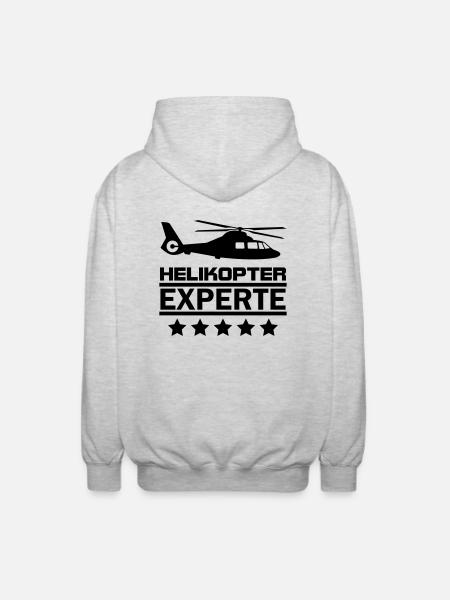 helikopter experte - Unisex Kapuzenjacke - Hellgrau meliert