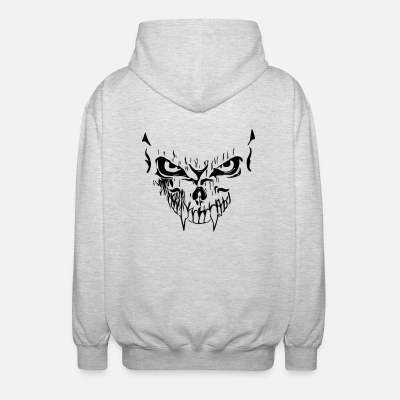 Grimace de vecteur effrayant - Veste à capuche unisexe - gris clair chiné