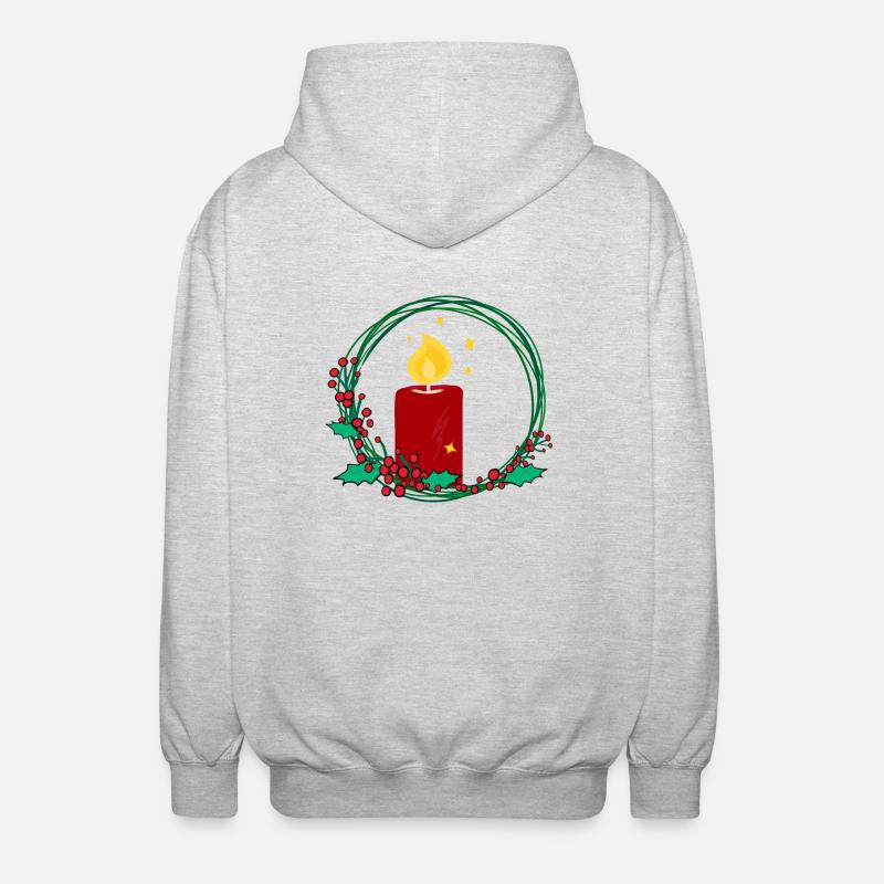 Couronne de Noël avec bougie - Veste à capuche unisexe - gris clair chiné