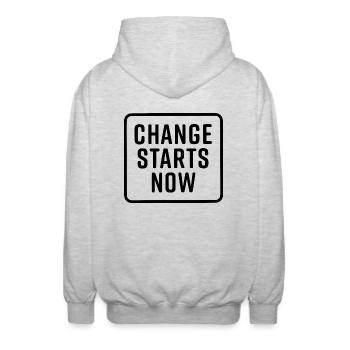 change starts now - Veste à capuche unisexe - gris clair chiné - Dos - AI Model Male 185 light (185cm)