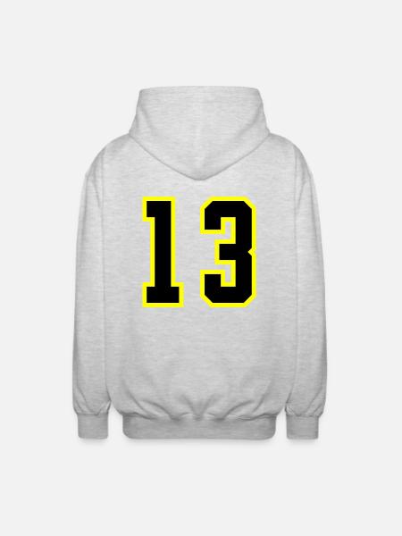13 Number Jersey - Unisex Hooded Jacket - light heather grey
