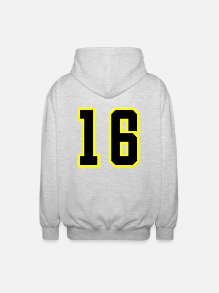 16 Number Jersey - Unisex Hooded Jacket - light heather grey