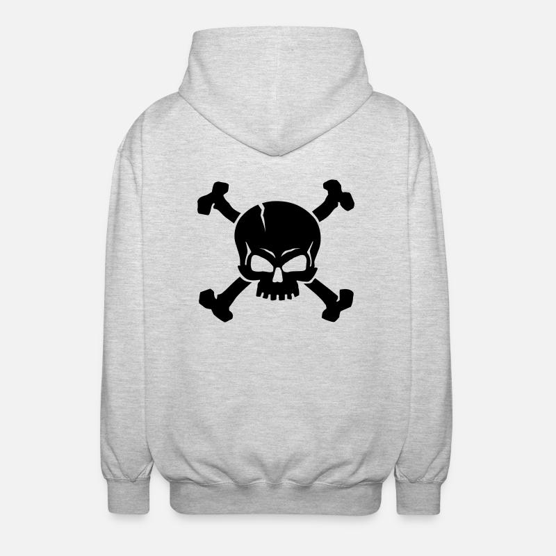 CROSSED SKULL - 1C - Unisex Kapuzenjacke - Hellgrau meliert