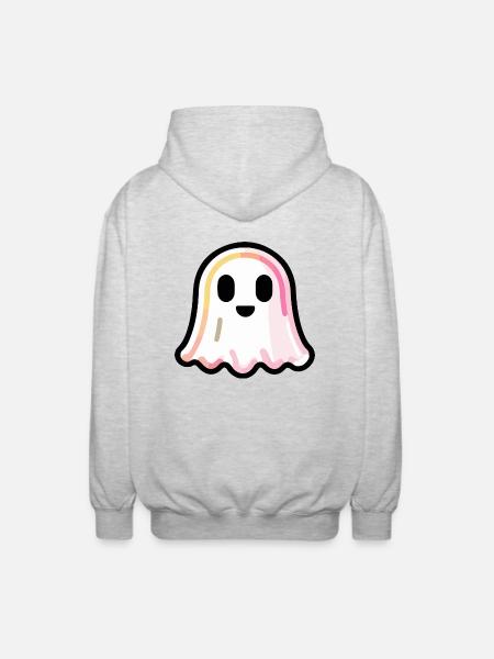 Ghost Halloween Funny Cute - Unisex Hooded Jacket - light heather grey