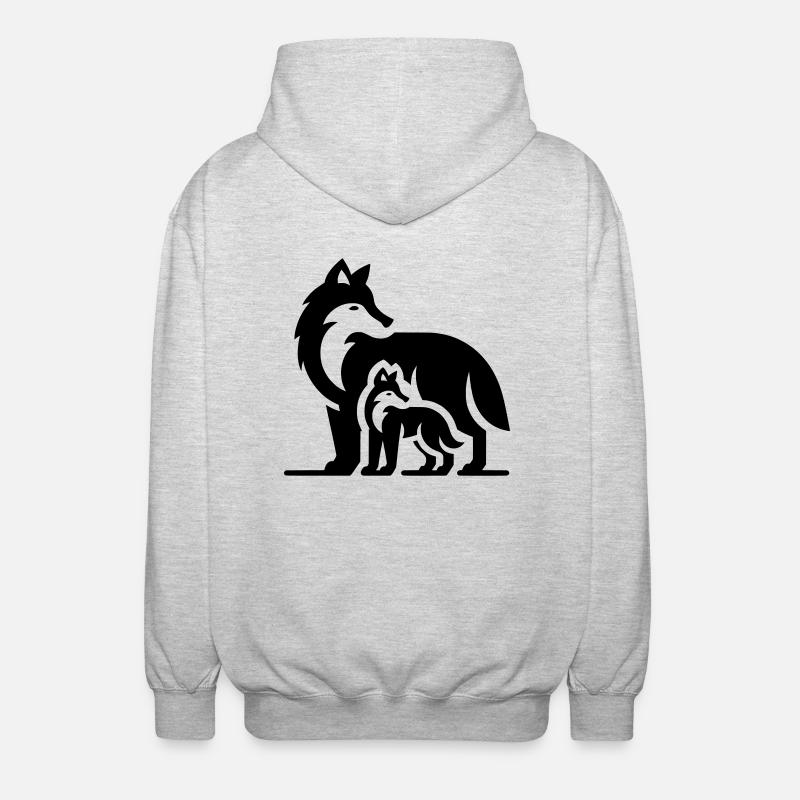 Wolf Wölfe Silhouette - Unisex Kapuzenjacke - Hellgrau meliert