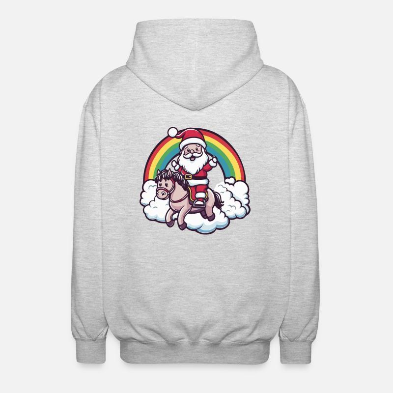 Cheval Père Noël Arc-en-ciel - Veste à capuche unisexe - gris clair chiné