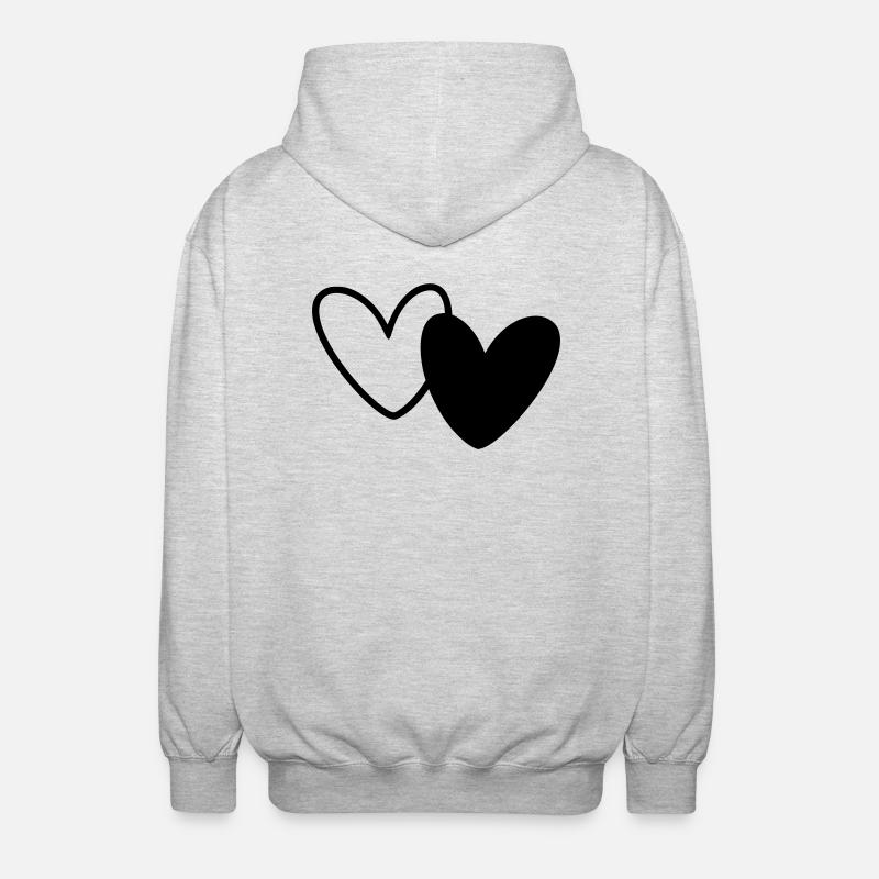 Deux Coeurs Noir Blanc - Veste à capuche unisexe - gris clair chiné