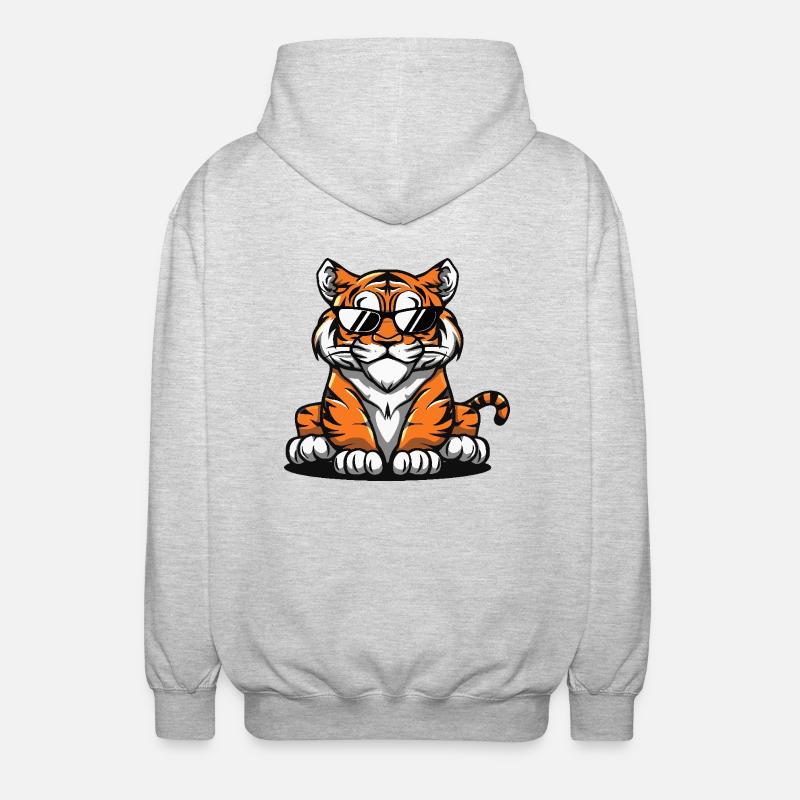Tiger Cool Comic - Unisex Kapuzenjacke - Hellgrau meliert