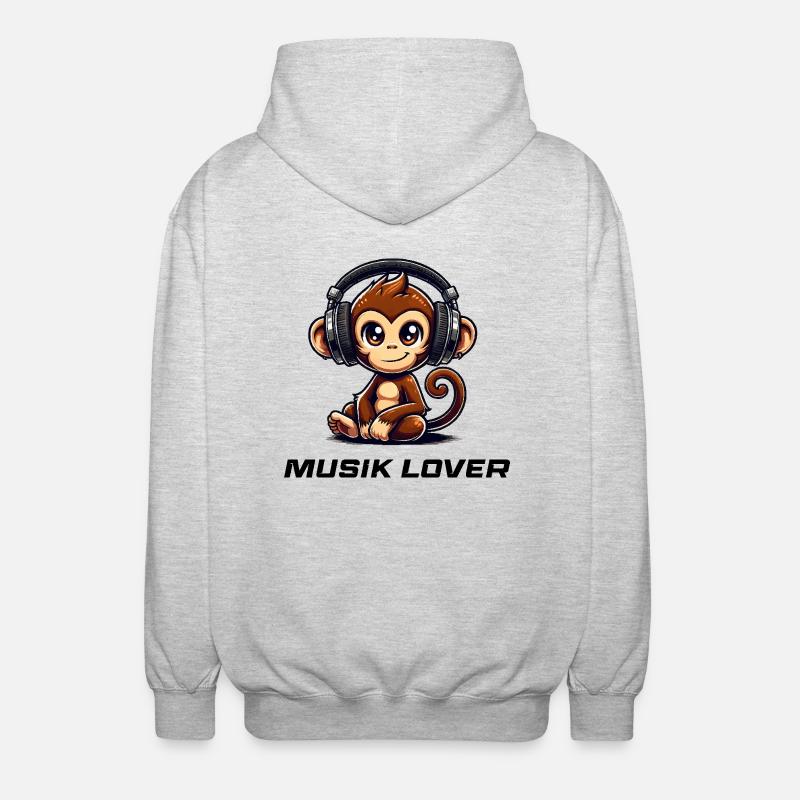 Affe Comic Musik 1 - Unisex Kapuzenjacke - Hellgrau meliert