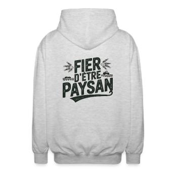 fière d être un paysan - Veste à capuche unisexe - gris clair chiné - Dos - AI Model Male 185 light (185cm)