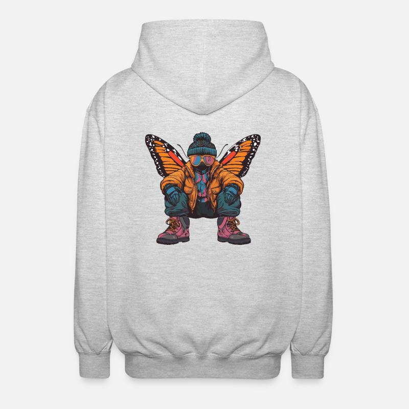papillon drôle d’hiver - Veste à capuche unisexe - gris clair chiné