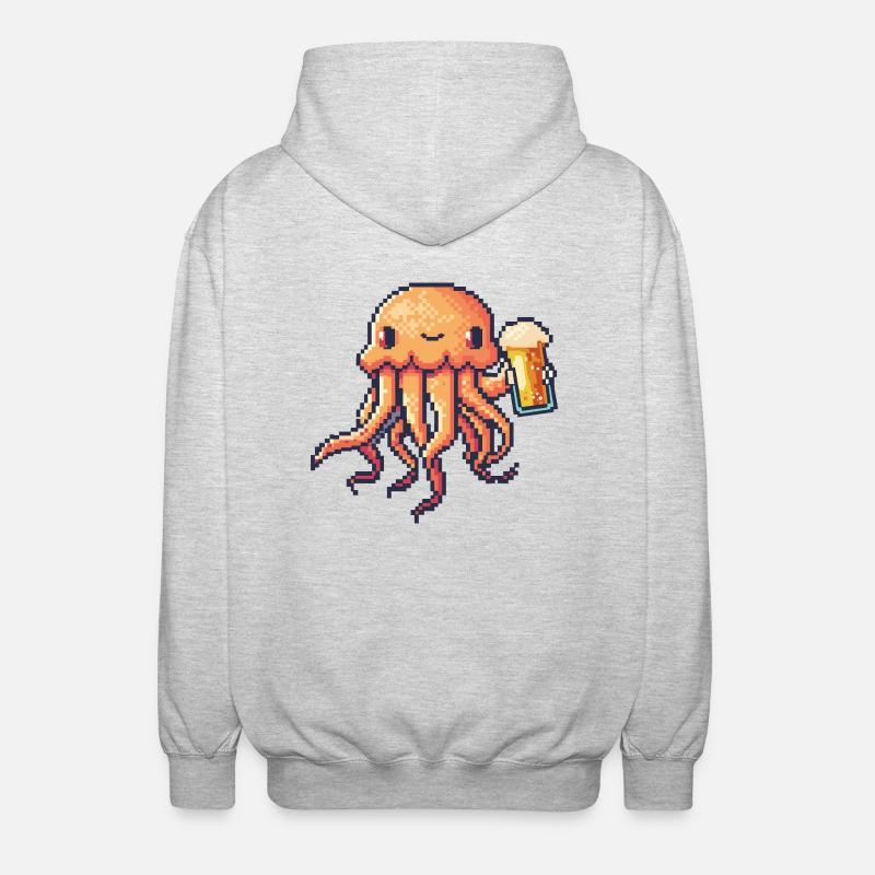 Méduse Pixel Bière - Veste à capuche unisexe - gris clair chiné