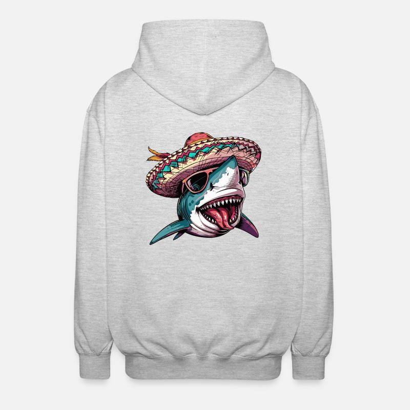 Shark Comic Funny Sombrero - Unisex Hooded Jacket - light heather grey