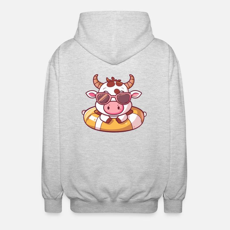 Kuh Comic Cool - Unisex Kapuzenjacke - Hellgrau meliert