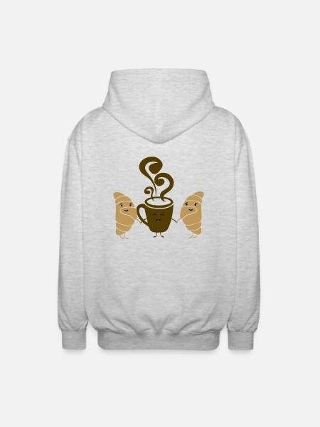 Croissant Coffee - Unisex Hooded Jacket - light heather grey