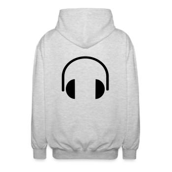 Kopfhörer - Unisex Kapuzenjacke - Hellgrau meliert - Hinten - AI Model Male 185 light (185cm)