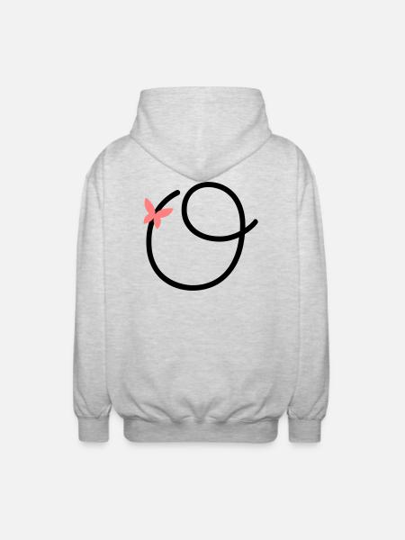 Buchstabe O Schmetterlingsbuchstabe - Unisex Kapuzenjacke - Hellgrau meliert