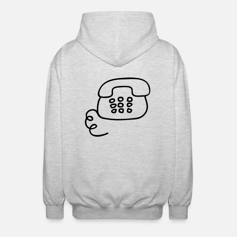 Telefon retro - Line - Unisex Kapuzenjacke - Hellgrau meliert