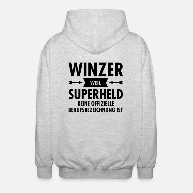 Winzer - Superheld - Unisex Kapuzenjacke - Hellgrau meliert