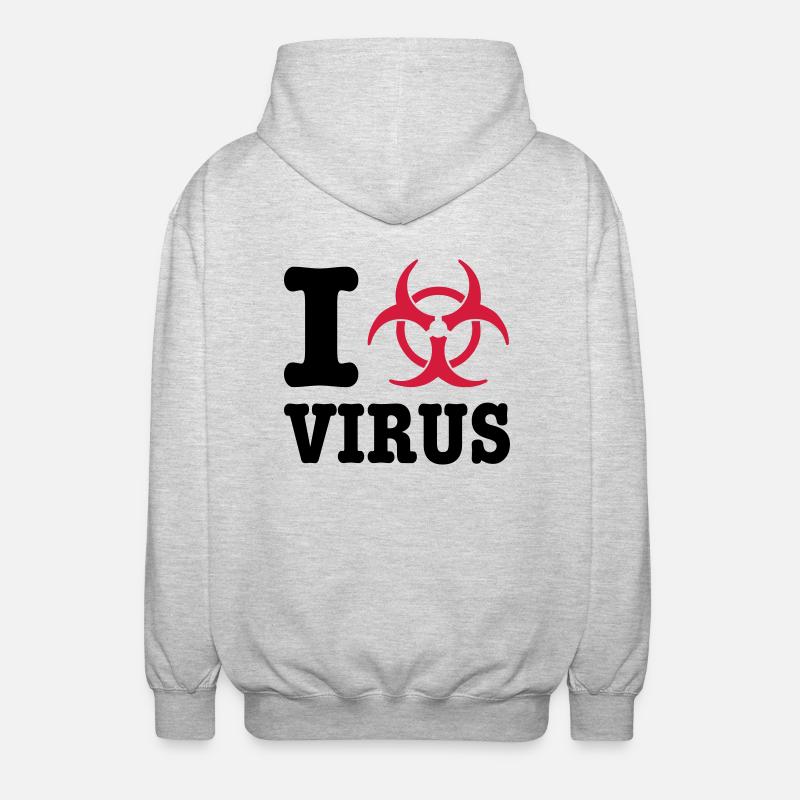 I Love Virus - Veste à capuche unisexe - gris clair chiné