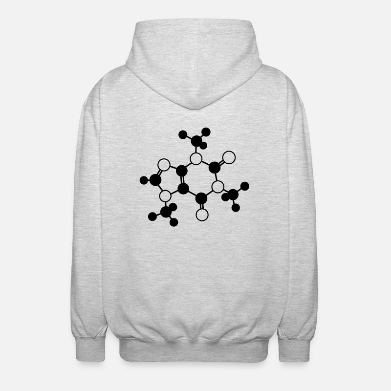 Caffeine - molecule - 1c - Unisex Hooded Jacket - light heather grey