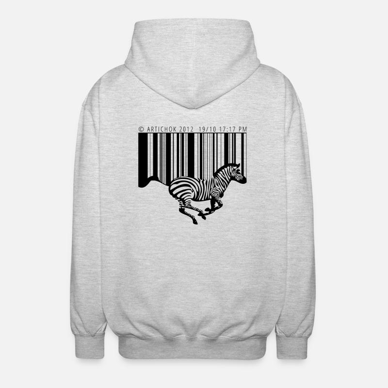 Zèbre code barre - Veste à capuche unisexe - gris clair chiné
