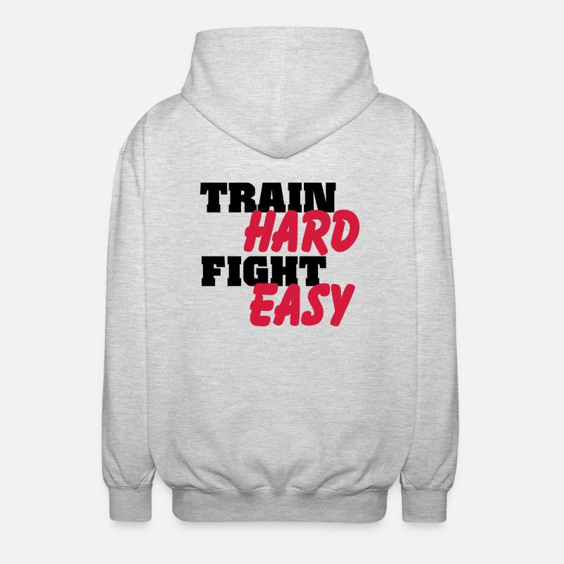 Train hard, fight easy - Veste à capuche unisexe - gris clair chiné