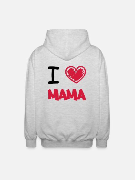 i_love_mama_2 - Unisex Kapuzenjacke - Hellgrau meliert