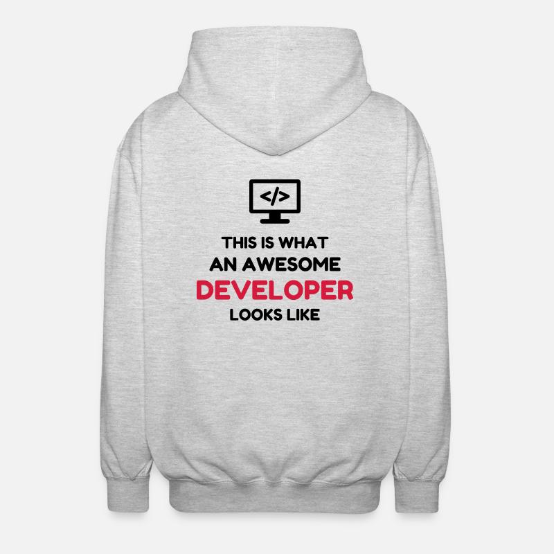 Entwickler / Informatiker / Programmierer / - Unisex Kapuzenjacke - Hellgrau meliert