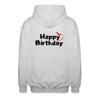 Happy Birthday Birthday Greeting Birthday Gift - Unisex Hooded Jacket - light heather grey - Back - AI Model Male 185 light (185cm)
